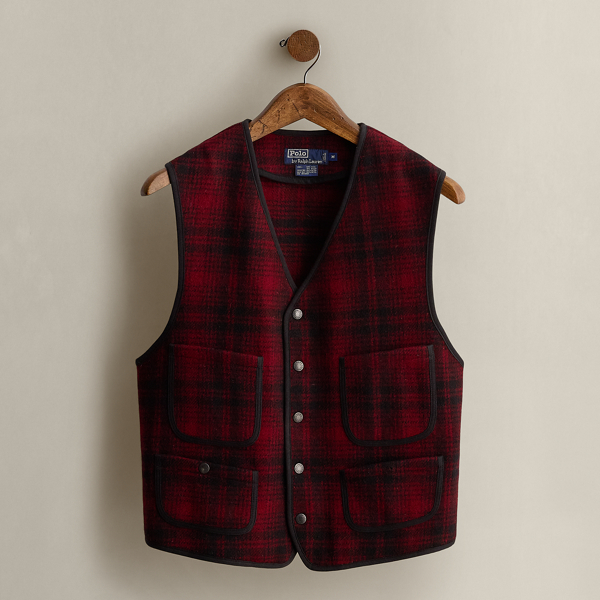 1994 Plaid Wool-Blend Vest - Size M