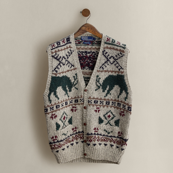 c. 1985 Hand-Knit Sweater Vest - Size M