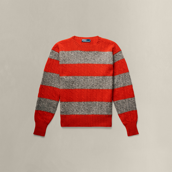 Multi 1987 Striped Cable-Knit Sweater - Size M Ralph Lauren Vintage 1