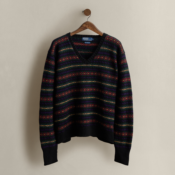 Mens Vintage Striped Wool hot Sweater