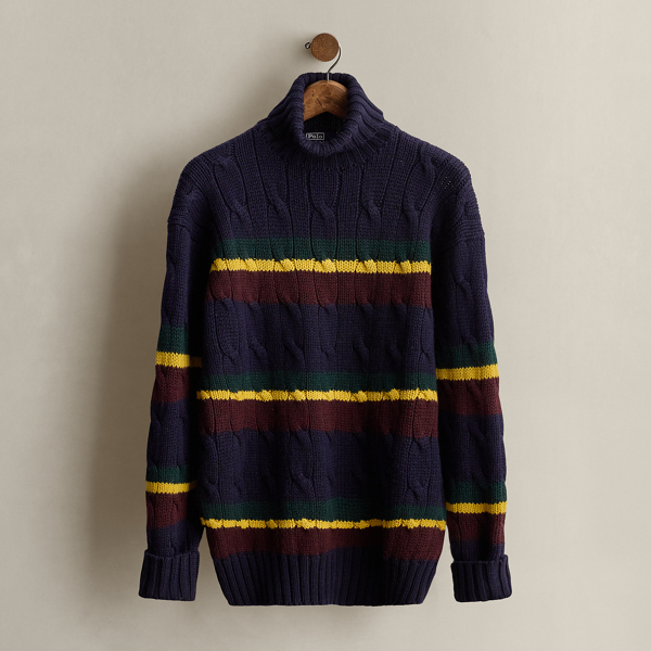 1989 Striped Cable-Knit Sweater - Size L