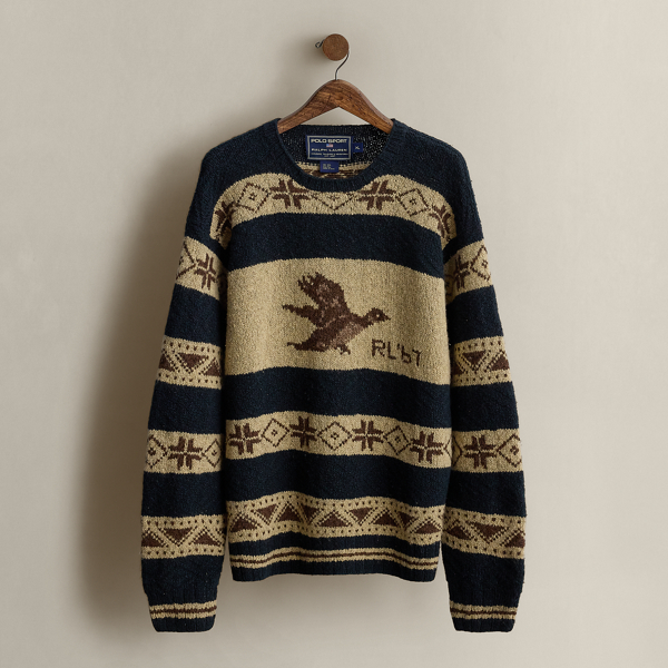 Vintage Polo deals by Ralph Lauren Lambs Wool Hand Knit Deer Nordic Men's Large