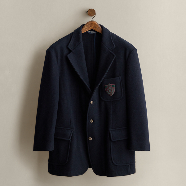 1990 Shield-Patch Wool Blazer - Size M