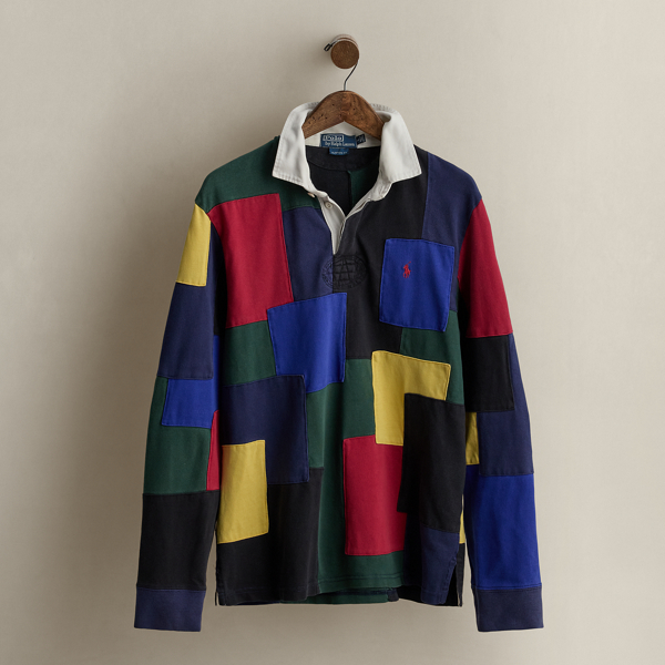 Multi 2005 Patchwork Rugby Shirt - Size L Ralph Lauren Vintage 1