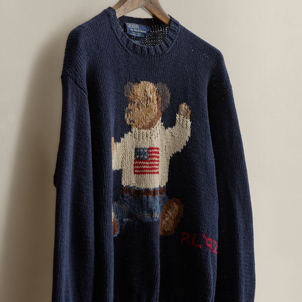 90s POLO BEAR HAND KNIT SWEATER 星条旗 Lサイズ Vintage Polo Ralph Lauren Hand Knit Bear Sweater | Reset
