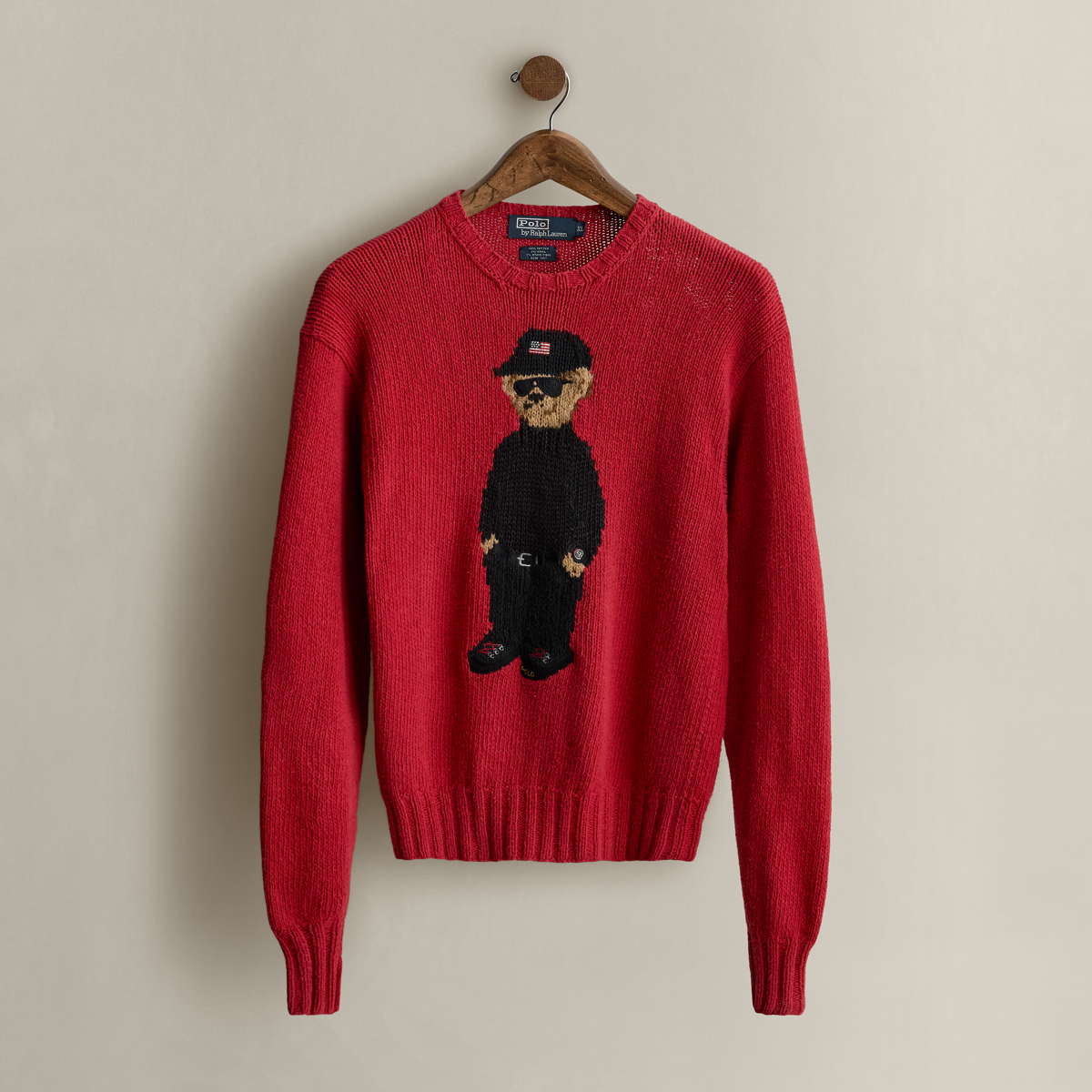 1996 Hand-Knit Bear Sweater - Size XL