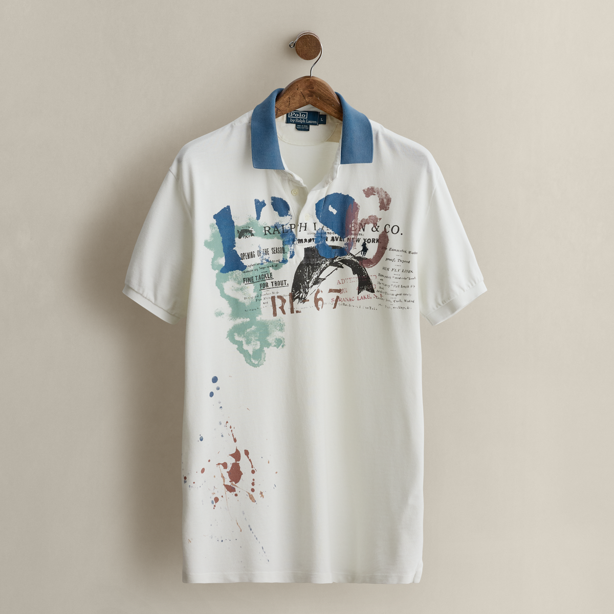 トップス polo ralph lauren 2007 Graphic Mesh Polo Shirt - Size L