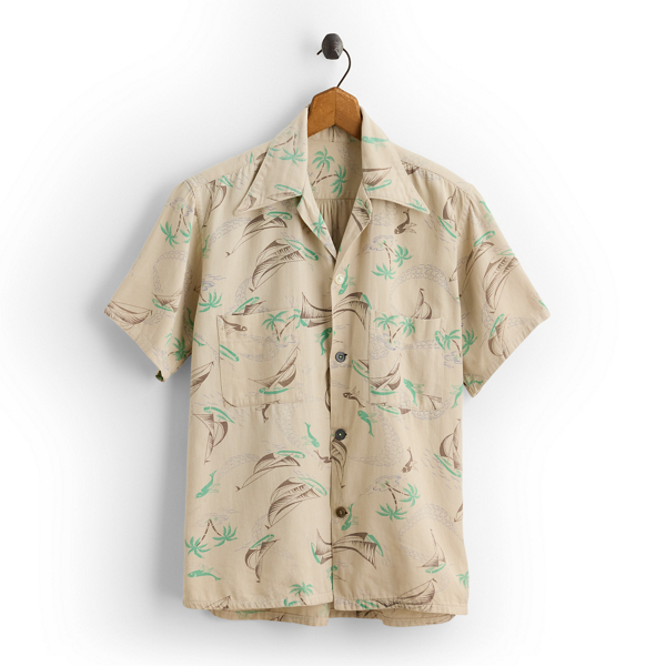 1940s Sailboat-Print Workshirt - Size M Vintage Curated by Double RL 1