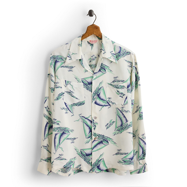 1940s Sailboat-Print Shirt - Size M Vintage Curated by Double RL 1