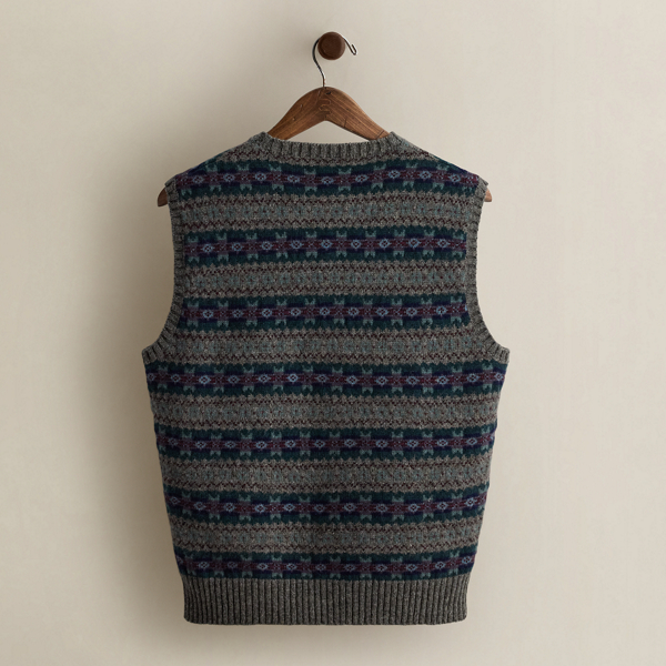 Vintage Patterned Sweater Vest - Size M