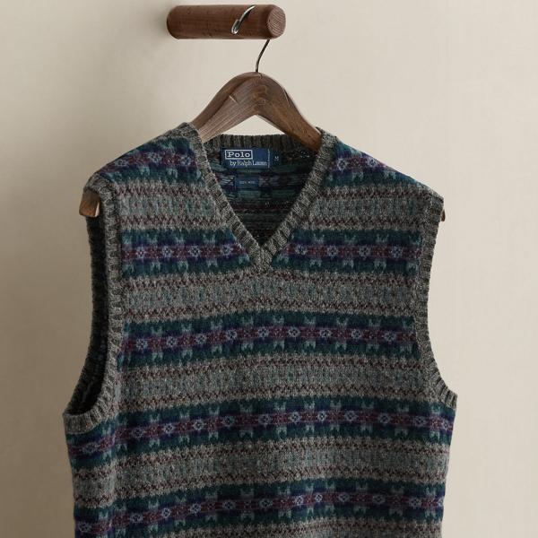 Vintage Patterned Sweater Vest - Size M