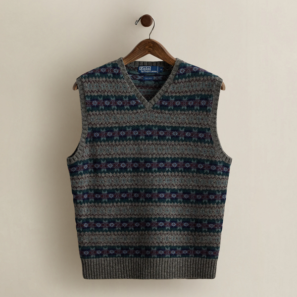 Vintage Patterned Sweater Vest - Size M