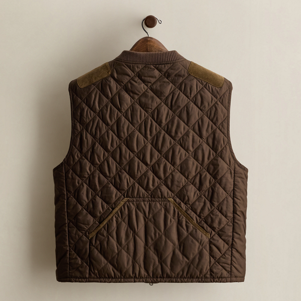 2009 Suede-Trim Quilted Vest - Size XL