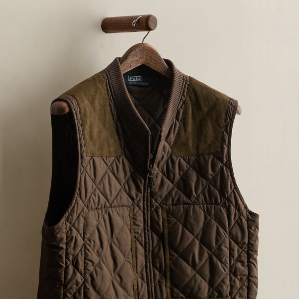 2009 Suede-Trim Quilted Vest - Size XL