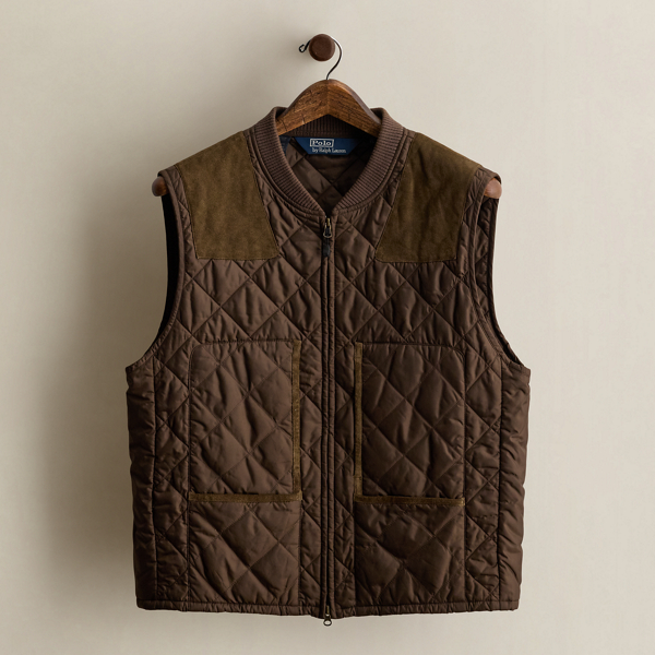 2009 Suede-Trim Quilted Vest - Size XL