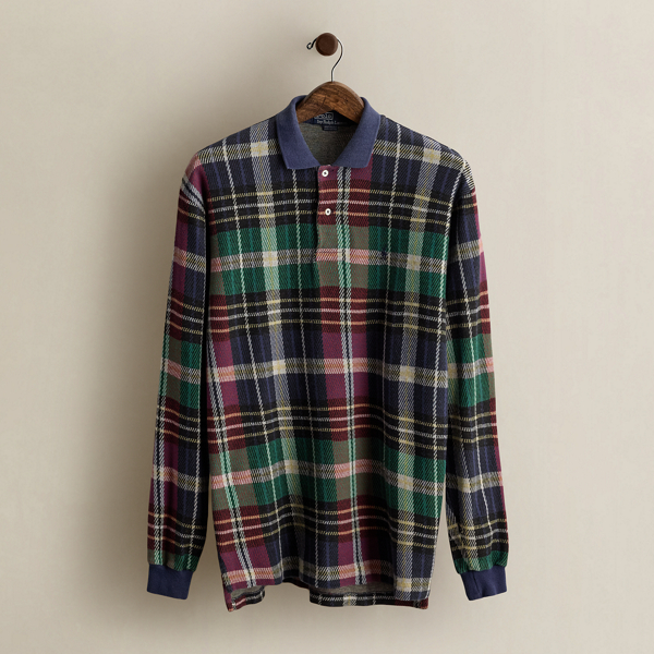 Vintage Plaid Polo Shirt - Size M