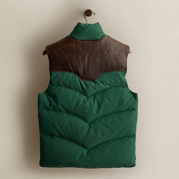 2004 Leather-Yoke Down Vest - Size S