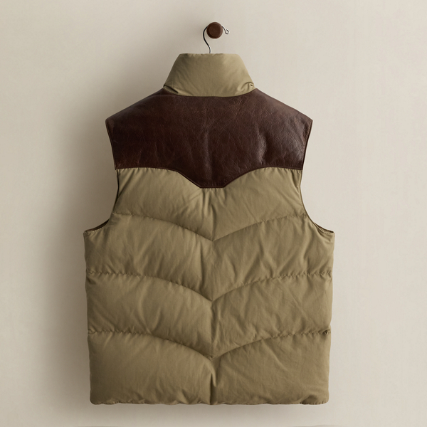 2004 Leather-Yoke Down Vest - Size L