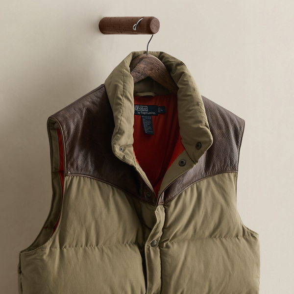 2004 Leather-Yoke Down Vest - Size L