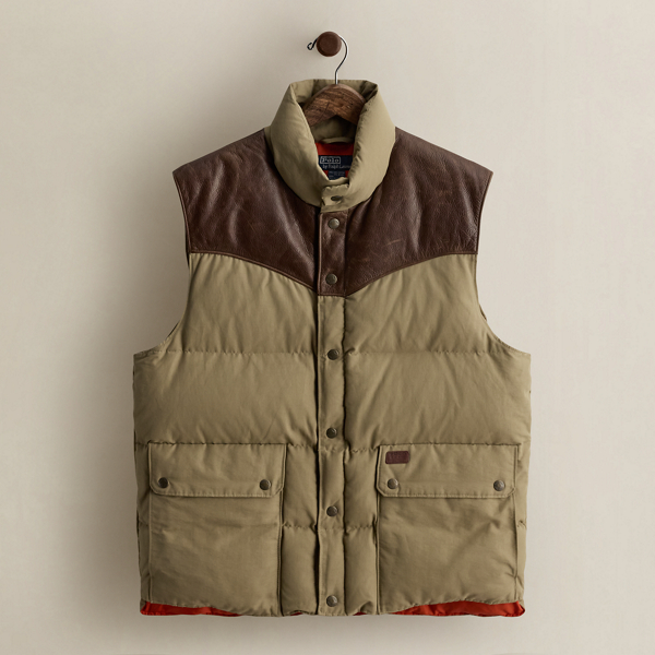 2004 Leather-Yoke Down Vest - Size L
