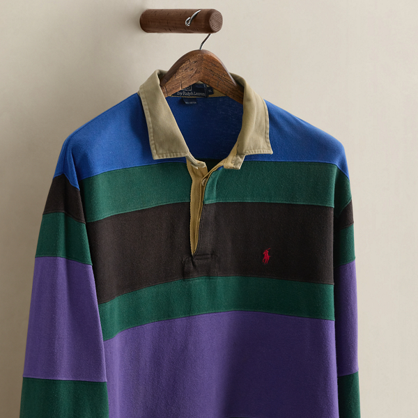 Vintage Striped Rugby Shirt - Size XL