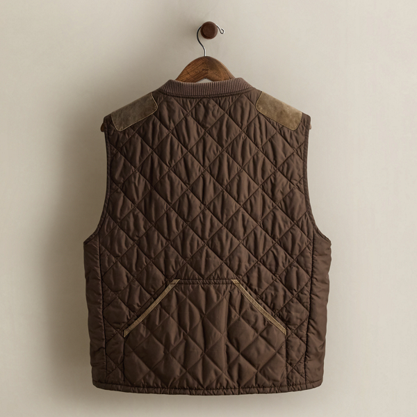 2009 Suede-Trim Quilted Vest - Size L