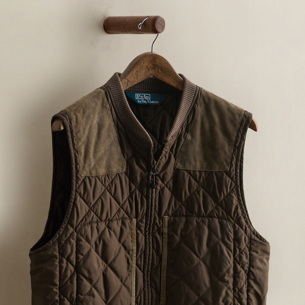 2009 Suede-Trim Quilted Vest - Size L