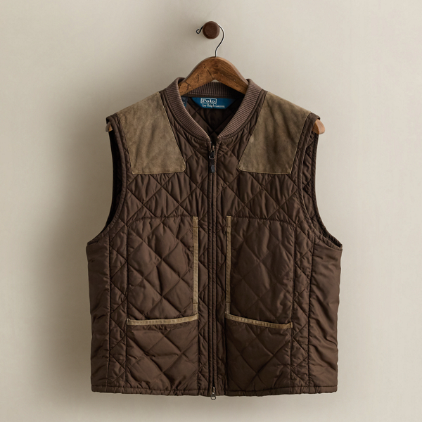 2009 Suede-Trim Quilted Vest - Size L