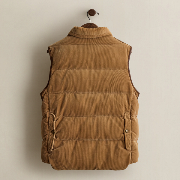2008 Leather-Trim Corduroy Vest - Size M