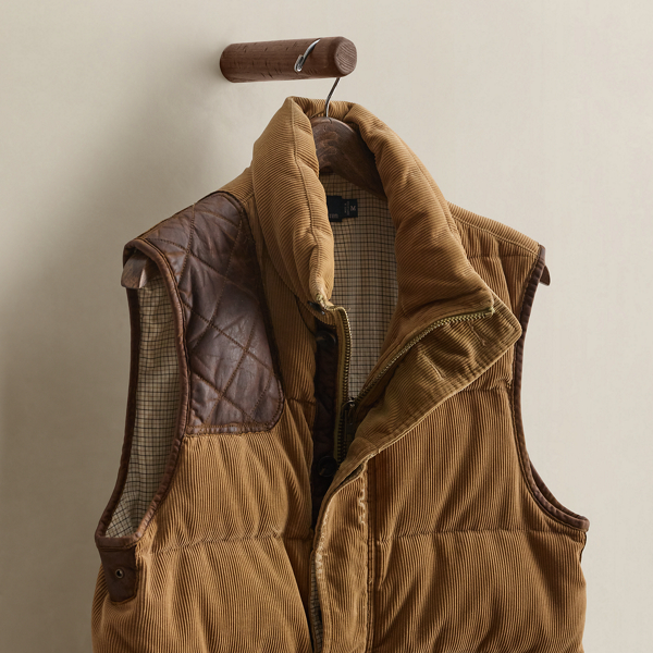2008 Leather-Trim Corduroy Vest - Size M