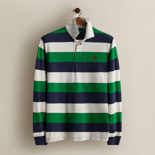 Vintage Striped Rugby Shirt - Size L