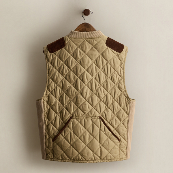 2009 Suede-Trim Quilted Vest - Size L