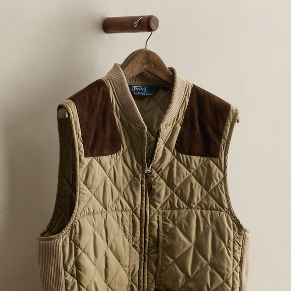 2009 Suede-Trim Quilted Vest - Size L