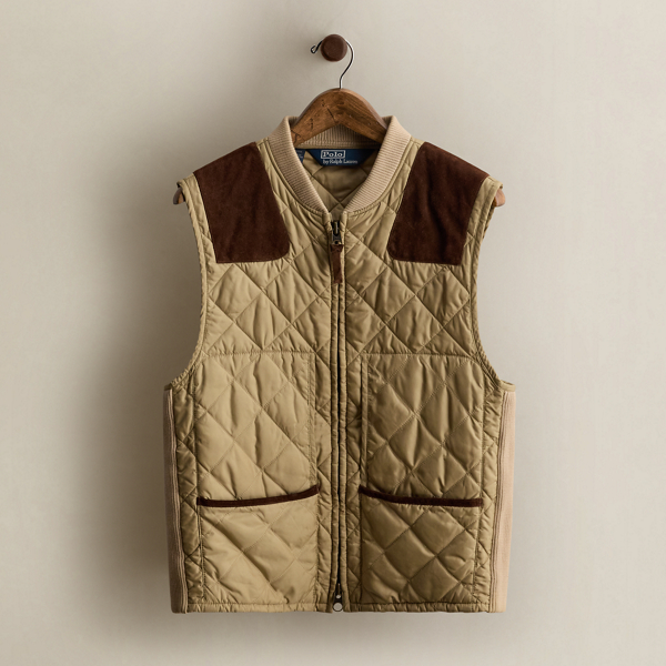 2009 Suede-Trim Quilted Vest - Size L