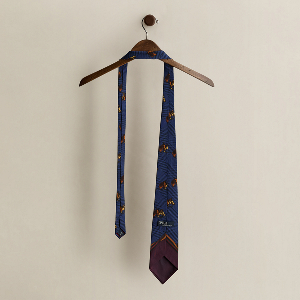Vintage Equestrian-Print Silk Tie