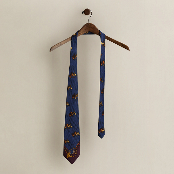 Vintage Equestrian-Print Silk Tie