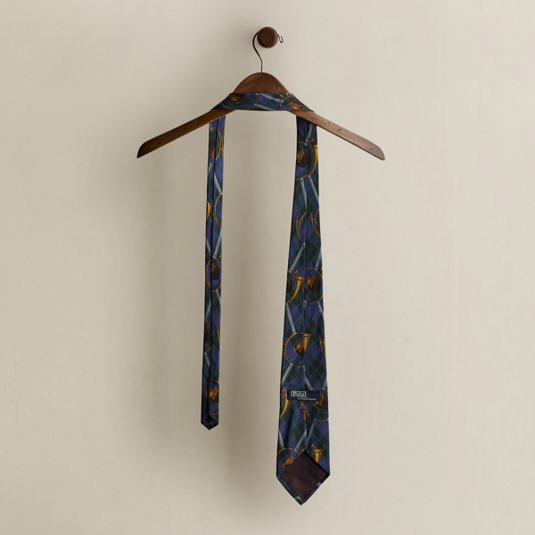 Vintage Equestrian-Print Silk Tie