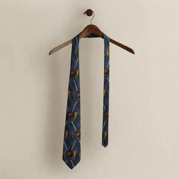 Vintage Equestrian-Print Silk Tie