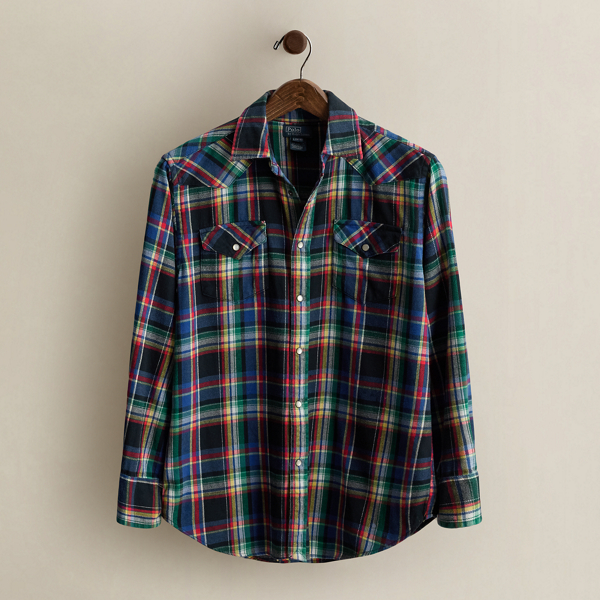 Vintage Plaid Western Shirt - Size L