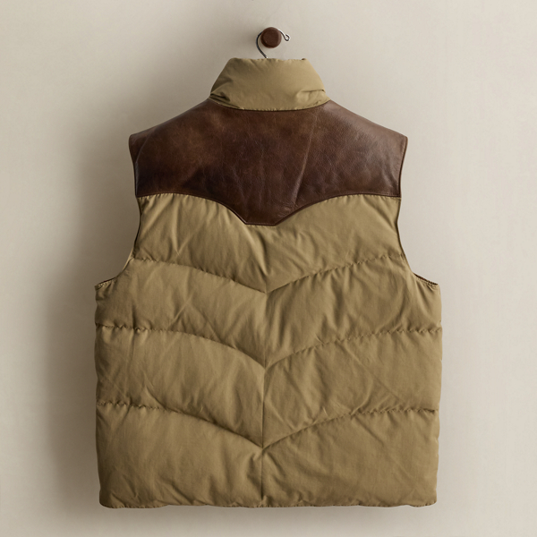 2004 Leather-Yoke Down Vest - Size XL