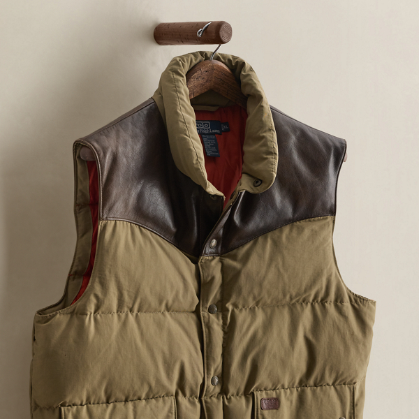 2004 Leather-Yoke Down Vest - Size XL