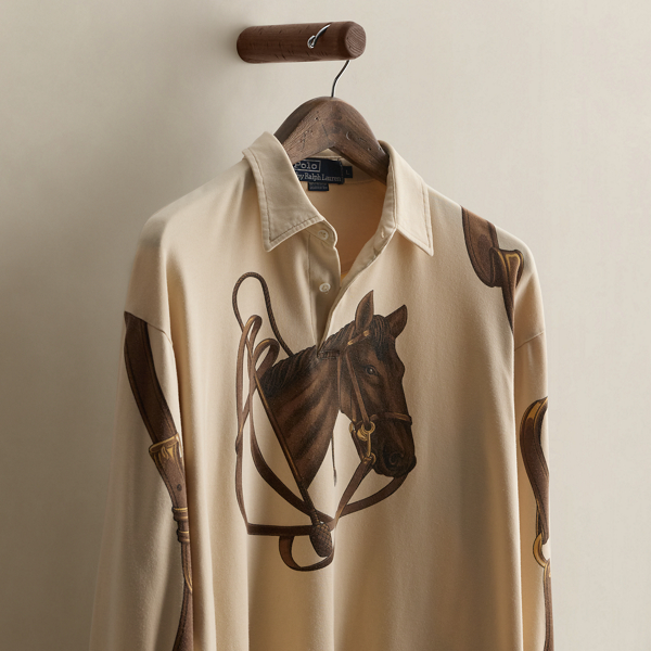 1991 Equestrian-Print Polo - Size L