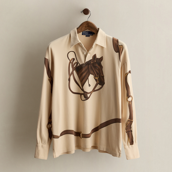 1991 Equestrian-Print Polo - Size L