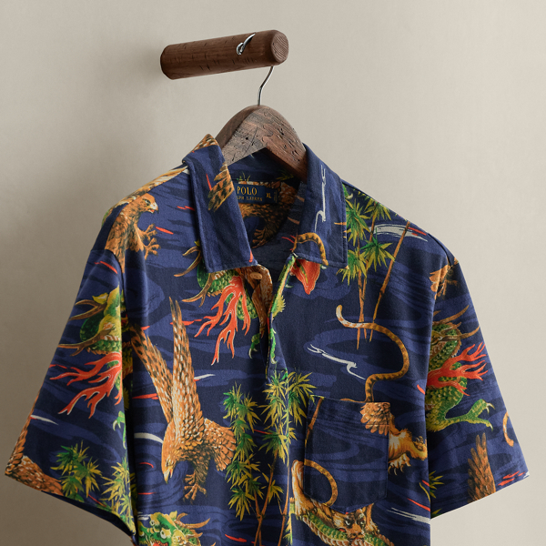 2014 Dragon-Print Polo Shirt