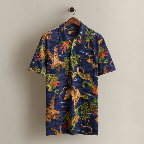 2014 Dragon-Print Polo Shirt