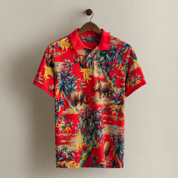 2020 Rhino-Print Polo Shirt - Size L Ralph Lauren Vintage 1