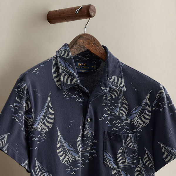 2015 Sailboat-Print Polo Shirt - Size M