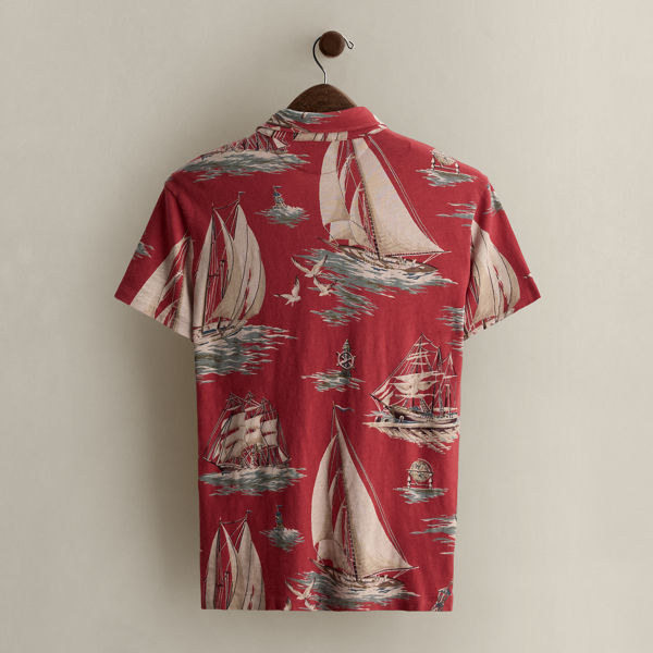 2015 Sailboat-Print Polo Shirt - Size S