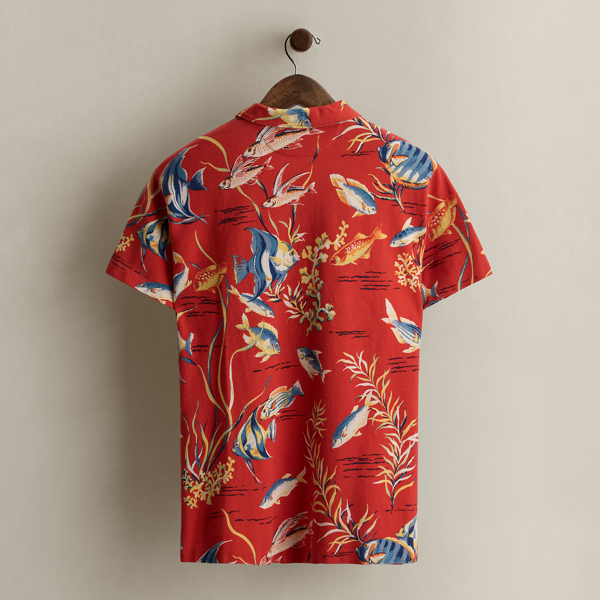 2010 Fish-Print Polo Shirt - Size L