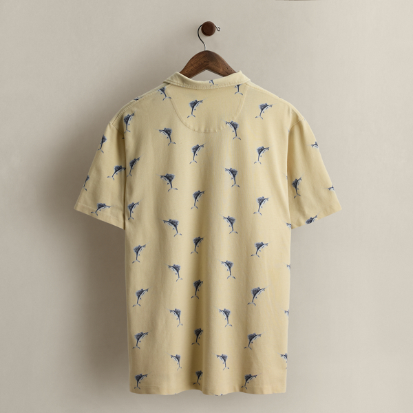 1999 Marlin-Print Polo Shirt - Size L